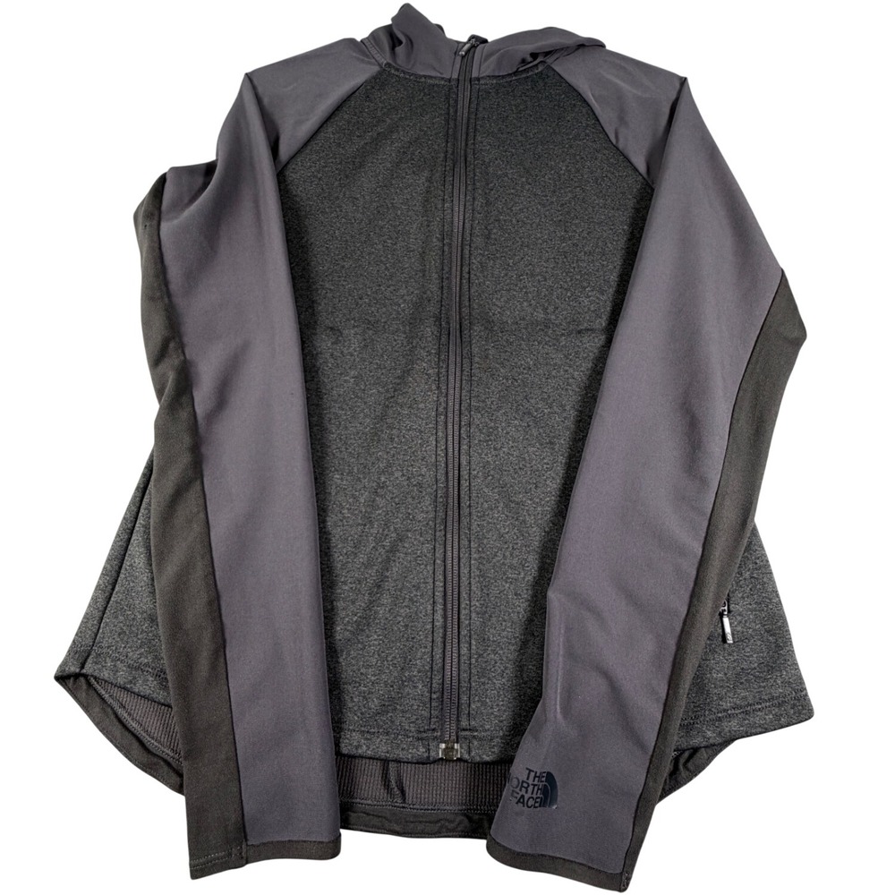 The North Face Womens Full Zip Hooded Jacket Grey Raglan Sleeve Small
